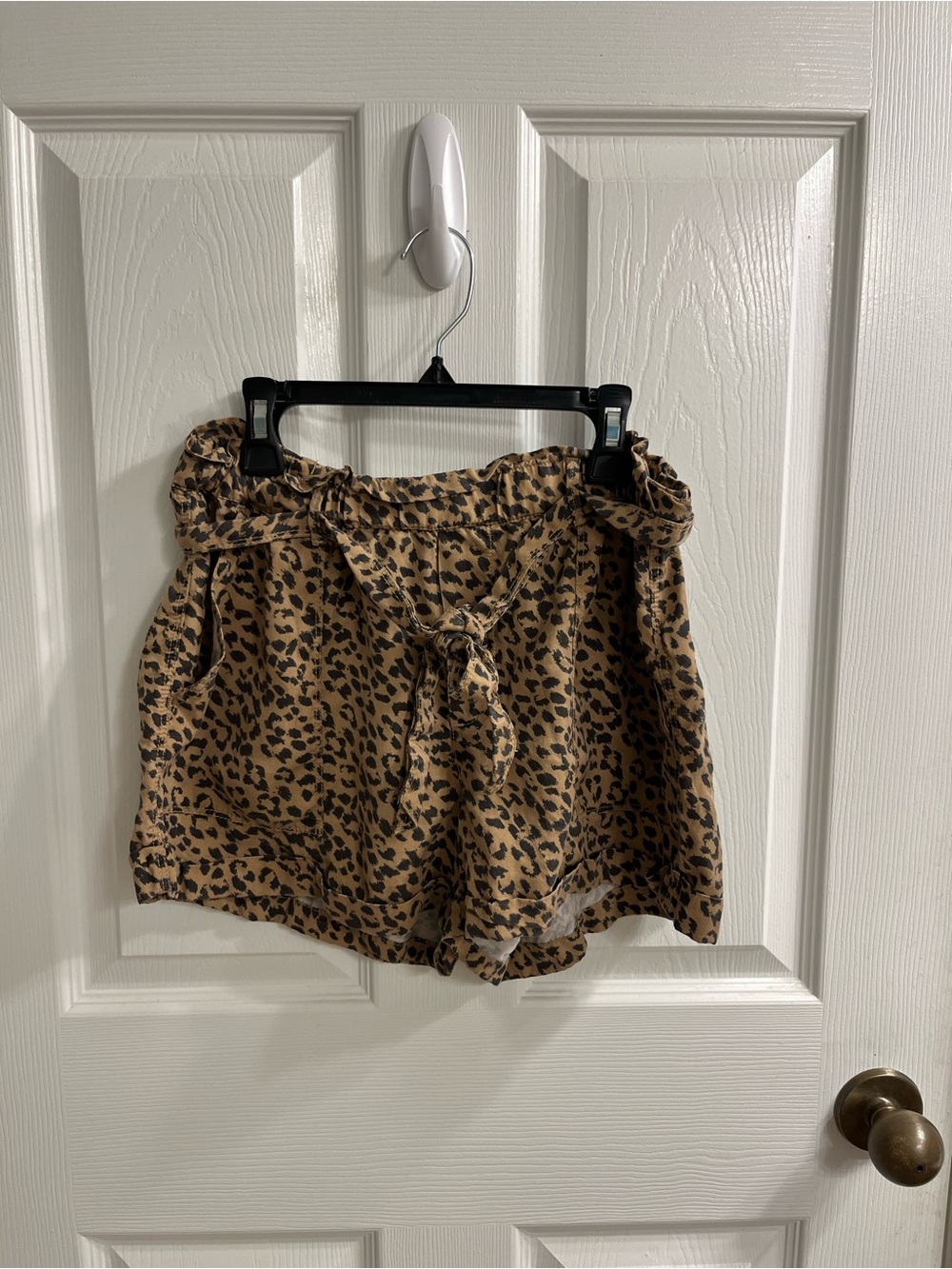 Aerie Leopard Print Paperbag Waist Tie Shorts - Brown/Black